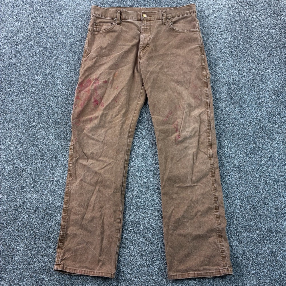 Vintage Dickies Carpenter Pants‎ Mens 32x32 Brown Faded Heavy Canvas Distressed